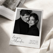 Moderne Script Polaroid Foto Huwelijk Opslag de Da Save The Date