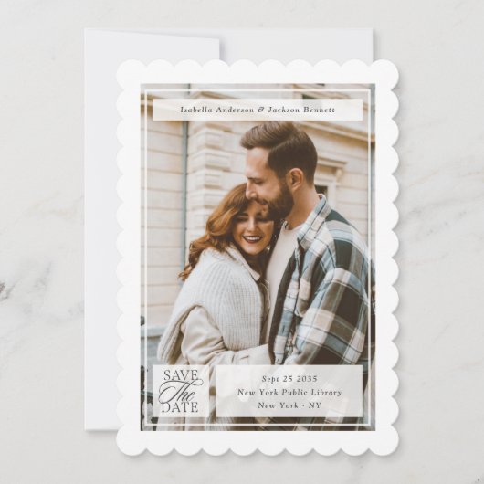 Moderne Script Postzegel Trouwdag Save The Date (Voorkant)