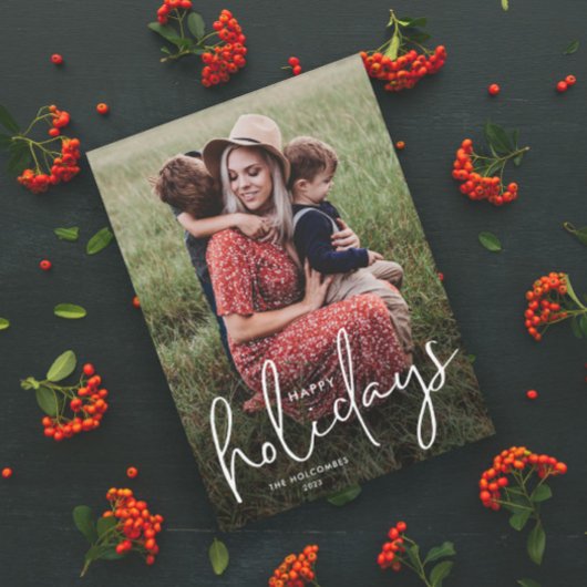 Moderne Script Prettig Feestdagen Eenvoudige Foto Feestdagenkaart