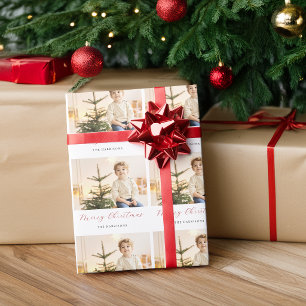 Moderne Script Prettig Kerst Foto Cadeaupapier