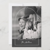 Moderne Script Prettig Kerstmis Boog Foto Vakantie Feestdagenkaart (Voorkant)