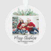 Moderne Script Prettig Kerstmis Familie Foto Ornament (achterkant)