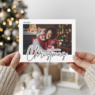 Moderne Script Prettig Kerstmis Foto Briefkaart