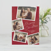 Moderne Script Prettig Kerstmis Foto Collage Feestdagenkaart (Staand voorkant)