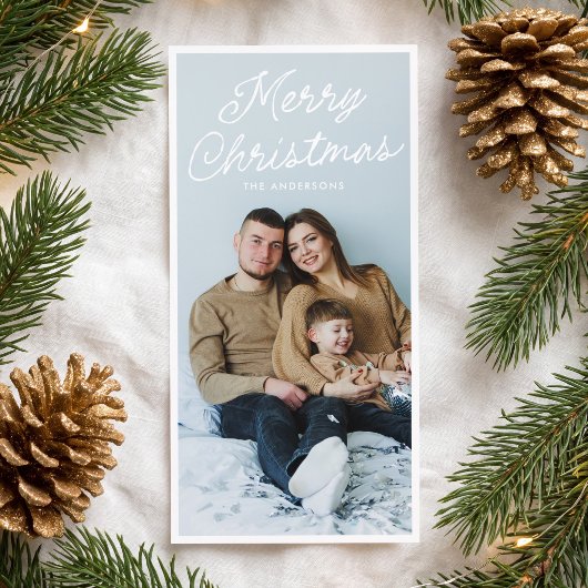 Moderne Script Prettig Kerstmis Hoge Foto Feestdagenkaart