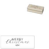 Moderne Script Prettig Kerstmis Naam Vakantie Rubberstempel (Gestempeld)