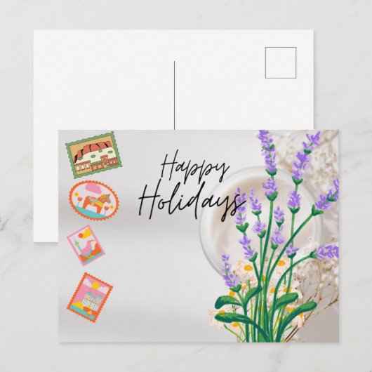 Moderne Script Prettige Feestdagen Briefkaart (Voorkant / Achterkant)