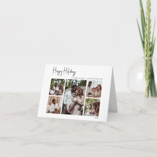 Moderne Script Prettige Feestdagen Vouwende Vijf-F (Voorkant)