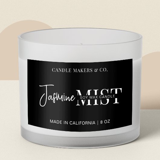 Moderne Script Professional Black White Candle Rechthoekige Sticker