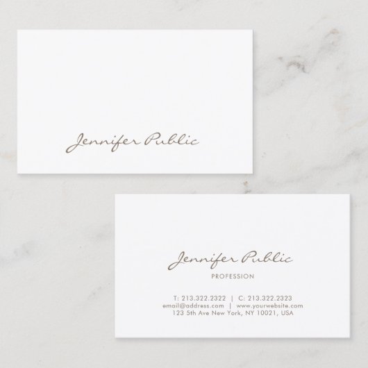 Moderne Script Professional Fine Clean Plain Uniek Visitekaartje (Voorkant / Achterkant)