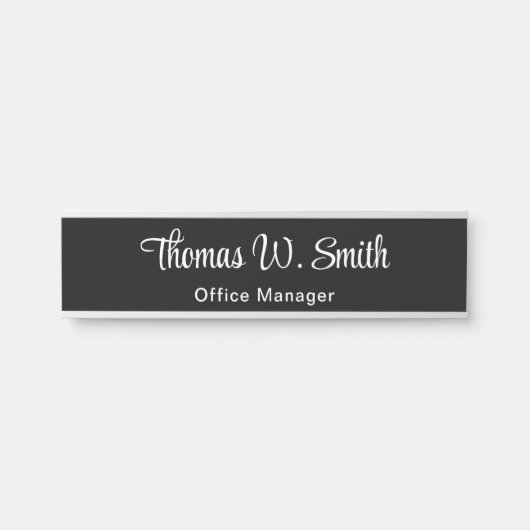 Moderne Script Professional Name Black Deurbordje (Voorkant)