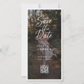 Moderne Script QR Code Foto Bladwijzer Save the Da Save The Date (Voorkant)