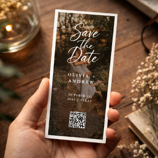 Moderne Script QR-code Foto Boeklegger Save the Da Date