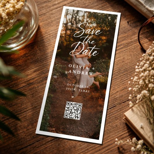 Moderne Script QR-code Foto Boeklegger Save the Da Date
