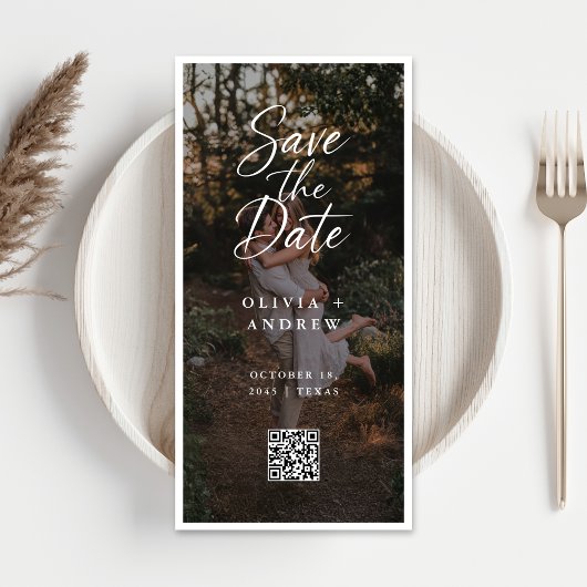Moderne Script QR-code Foto Boeklegger Save the Da Date