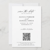 Moderne script qr-code foto bruiloft save the date (Achterkant)