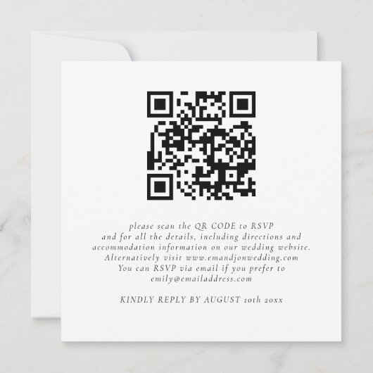 Moderne Script QR Code Foto Bruiloft Vierkantige N Kaart (Achterkant)