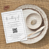 Moderne Script QR-code Lijnrand Bruiloft Kaart