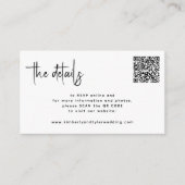 Moderne script QR CODE modern RSVP details bruilof Informatiekaartje (Voorkant)