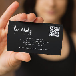 Moderne script QR CODE modern RSVP details bruilof Informatiekaartje