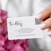 Moderne script QR CODE modern RSVP details bruilof Informatiekaartje