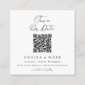 Moderne Script QR Code Save The Date Informatiekaartje (Voorkant)