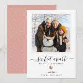 Moderne Script Quarantine Rose Goud Hart Zes Voet Feestdagenkaart (Voorkant / Achterkant)