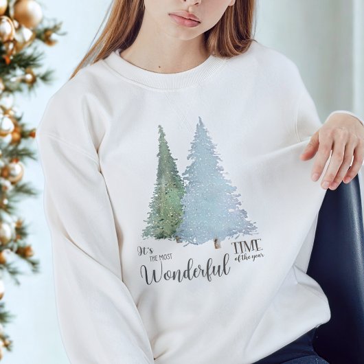 Moderne Script Quote Waterverf Kerstboom Trui