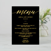 Moderne Script REAL FOIL Elegante Menukaart Folie Uitnodiging (Staand Voorkant)