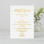 Moderne Script REAL FOIL Elegante Menukaart Folie Uitnodiging (Staand Voorkant)