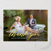 Moderne Script REAL FOLIE Foto bedankt kaart (Voorkant)