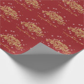 Moderne Script Red Merry-kerst op maat Cadeaupapier (Hoek)
