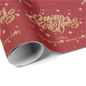 Moderne Script Red Merry-kerst op maat Cadeaupapier (Rol Hoek)