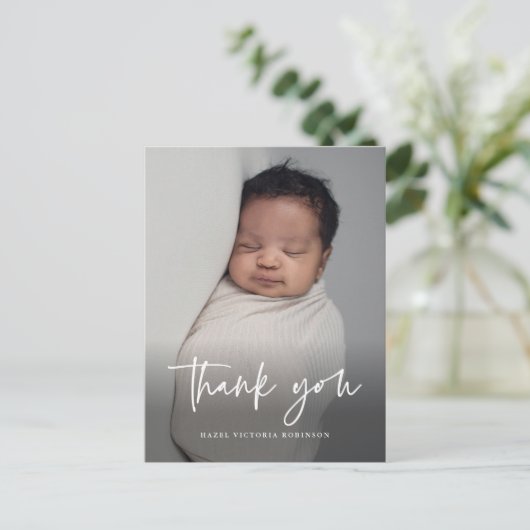 Moderne Script Religieuze Baptisme Dank je Briefkaart (Staand voorkant)