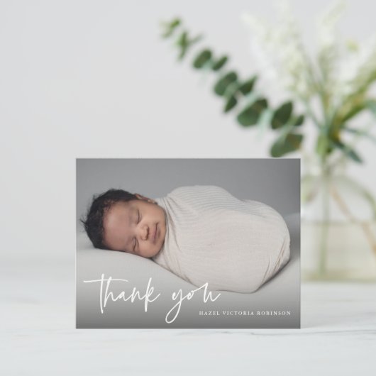 Moderne Script Religieuze Baptisme Dank je Briefkaart (Staand voorkant)