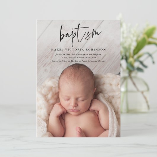 Moderne Script Religieuze Baptisme Kaart (Staand voorkant)