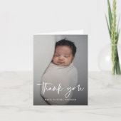 Moderne Script Religieuze Foto Doop Bedankkaart (Voorkant)