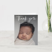 Moderne Script Religieuze Foto Doop Bedankkaart (Voorkant)