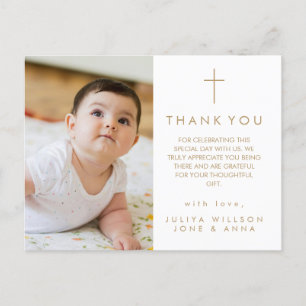 Moderne Script Religieuze Foto Doop Bedankt Briefkaart