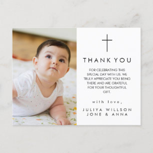 Moderne Script Religieuze Foto Doop Bedankt Briefkaart