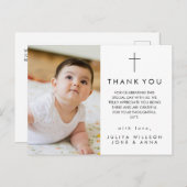 Moderne Script Religieuze Foto Doop Dank Je Briefkaart (Voorkant / Achterkant)