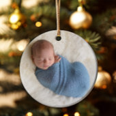 Moderne Script Religieuze Jongens Doop Foto Keramisch Ornament