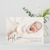 Moderne Script Religious Baptism & Christening Inv Kaart (Staand voorkant)