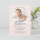 Moderne Script Religious Baptism & Christening Kaart (Staand voorkant)