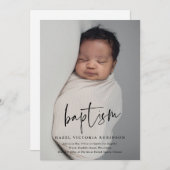 Moderne Script Religious Baptism & Christening Kaart (Voorkant / Achterkant)