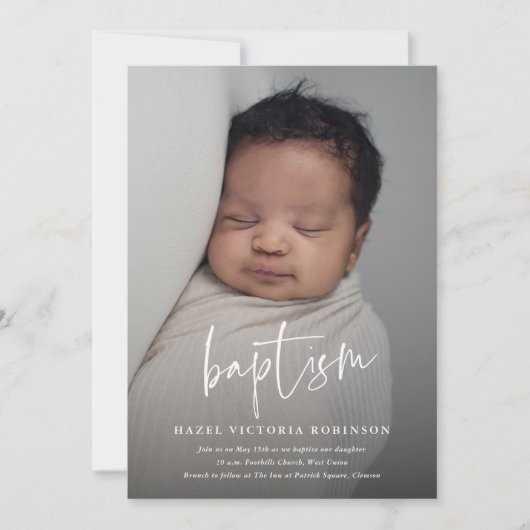 Moderne Script Religious Baptism & Christening Kaart (Voorkant)