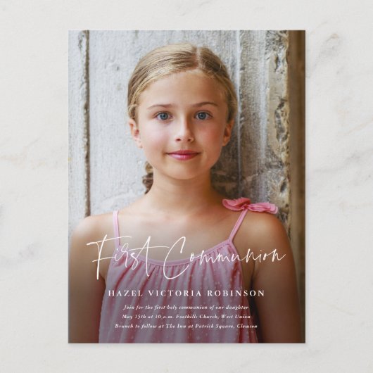 Moderne Script Religious First Community Uitnodiging Briefkaart (Voorkant)