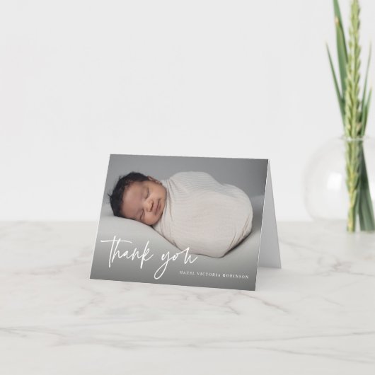 Moderne Script Religious Photo Baptisme Bedankkaart (Voorkant)
