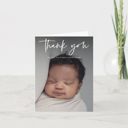 Moderne Script Religious Photo Baptisme Bedankkaart (Voorkant)
