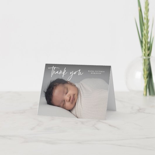 Moderne Script Religious Photo Baptisme Bedankkaart (Voorkant)